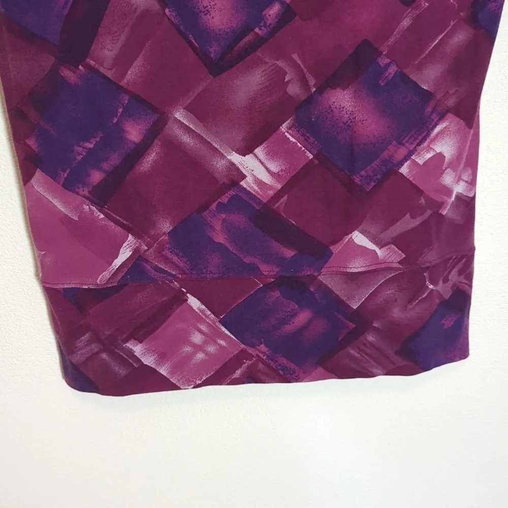Pink Twill Womens Shirt Tunic Top Purple Blouse Geometric Squares Violet Small - Picture 4 of 8